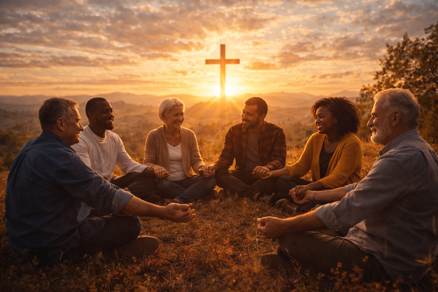 Sunset circle of unity and peace