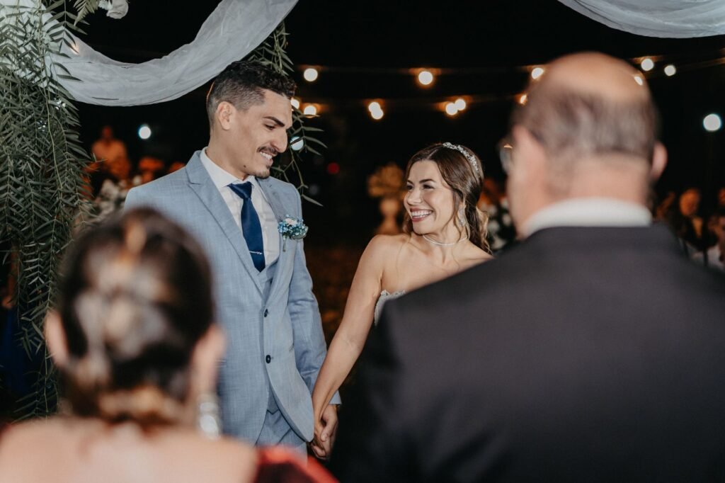 Wedding couple Serving One Another