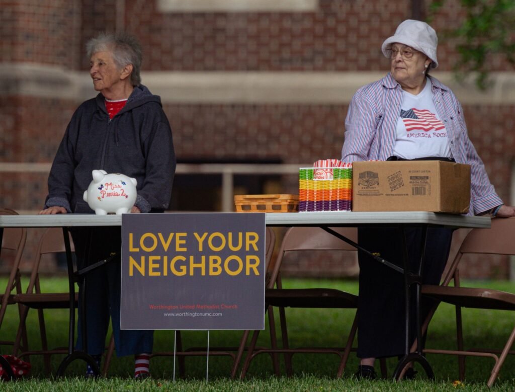 A church community participating in outreach, demonstrating love and service