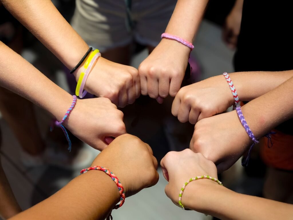 A group of friends volunteering together in their community