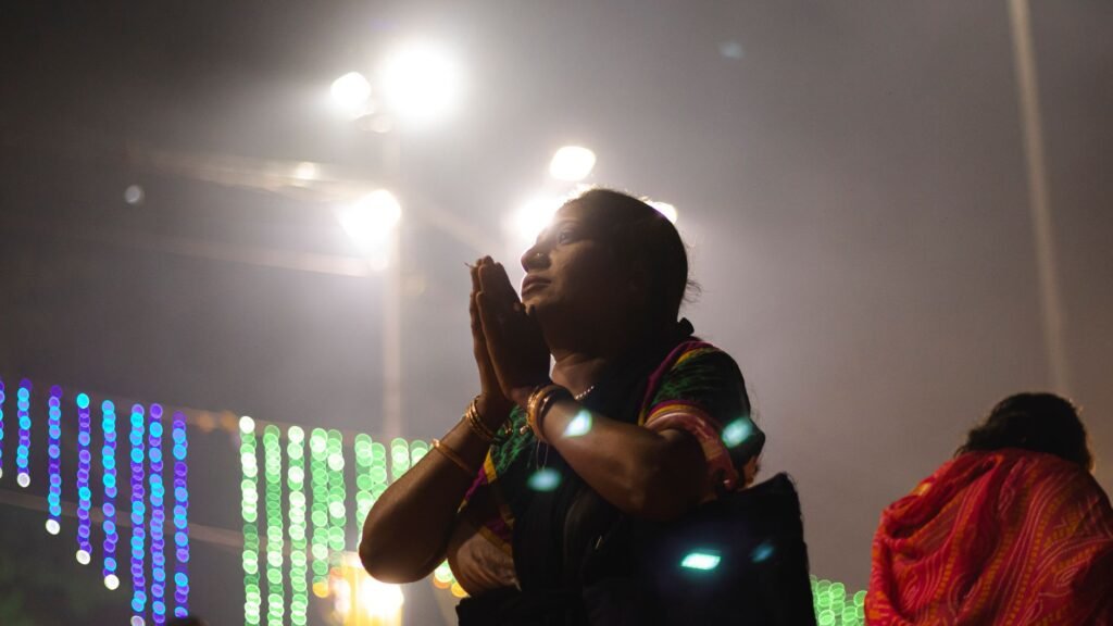 A pair of hands in prayer, seeking peace before sleep