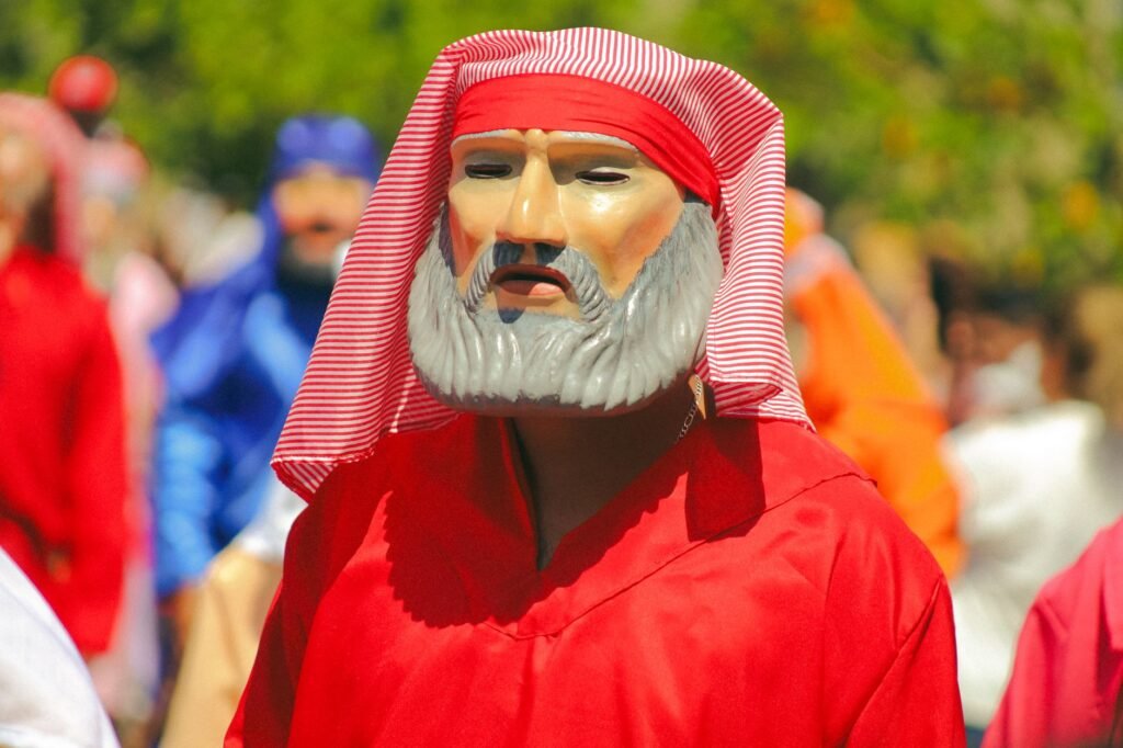 Moses receiving the commandments from God amidst the Israelites